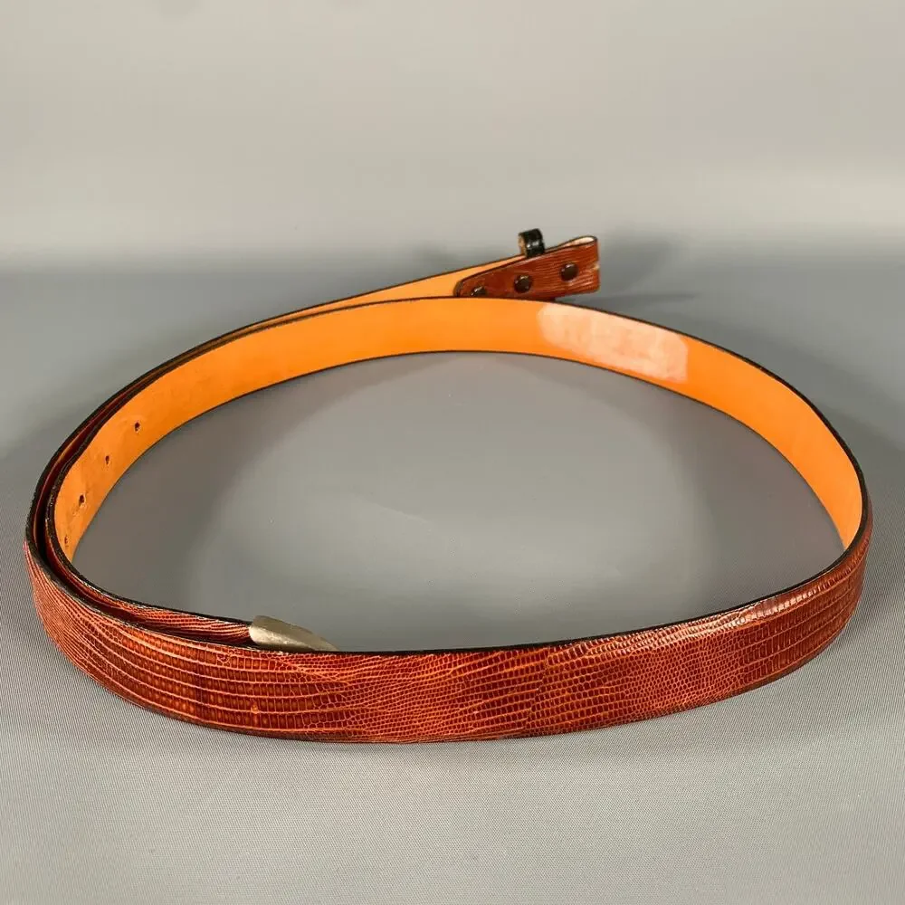 JAMES REID Brown Lizard Leather Belt